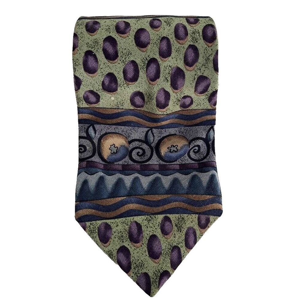 Jerry Garcia Designer Silk Tie - Geometric Pattern Multicolor Vintage